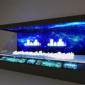 Commercial Display Equipment Featuring Blue Starry Sky Background White City Models And Underneath Screens