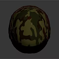 Camouflage Tactical Helmet With Black Goggles And Red Strap Design