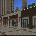 Modern Commercial Street With Luxury Brand Storefronts Pedestrians And High Rise Buildings