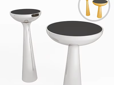 Modern Stylish Dining Tables With White Legs And Black Tabletop Design 3d model