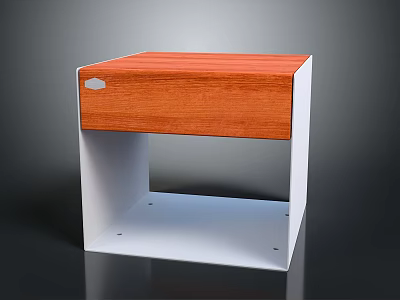 Stylish Modern Office Desk with Wooden Top and White Frame Featuring Single Drawer 3d model