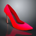 Red High Heels Women's Fashion Footwear With Pointed Toe Thin Heel And Knit Texture