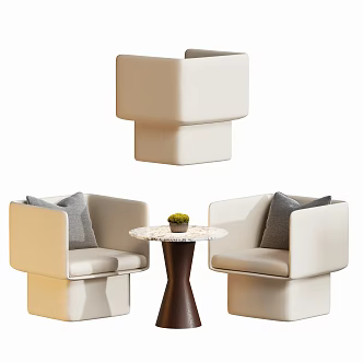 Modern negotiation leisure table and chair combination 3d model