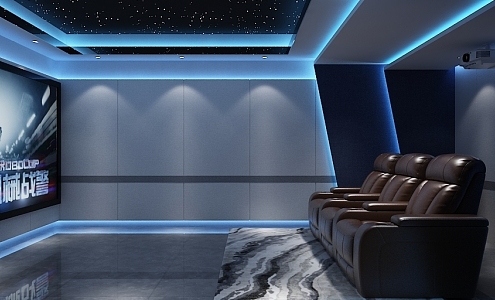 Modern science and technology sense video room home theater private cinema function sofa curtain star ceiling 3d model