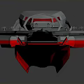 Streamlined Futuristic Water Vehicle With Metallic Skeletal Frame And Red Accent Details
