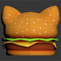 Cat Ear Shaped Burger With Sesame Seed Bun Lettuce Cheese And Patty