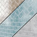 Glossy Ceramic Wall Tiles In Blue Brown Gray With Herringbone Straight Patterns 3d model