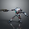 Futuristic Robot Character With Mechanical Weapon Arm And Multi Legs Design 3d model