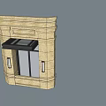 Stone Entrance Door Design With Decorative Frame Side Wall Lamps And Overhead Canopy