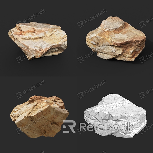 Rock Stone Blocks Boulders Natural Landscape model