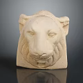 Hand Carved Stone Lion Head Sculpture With Detailed Classical Facial Features