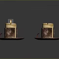 Two Burning Candles With Melted Wax On Elegant Decorative Trays
