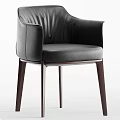 Modern Single Chair With Leather Upholstery Armrest And Wooden Legs Design