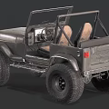 Vintage Military Green Jeep Model With Open Top And Beige Seats