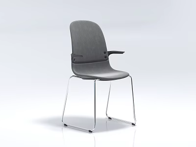Ergonomic Gray Office Chair With Padded Armrests Chrome Metal Frame And Comfortable Seat Design 3d model