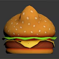 Cat Ear Shaped Burger With Sesame Seed Bun Lettuce Cheese And Patty