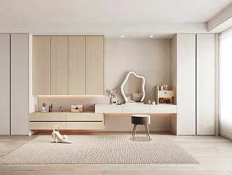 Wardrobe Dressing Table Integrated Wardrobe Dressing Table Combination Desk Wood 3d model