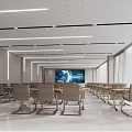 Modern Meeting Room Interior With Long Table Brown Chairs White Walls And Large Windows