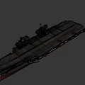 Modern Military Weapon Warship With Large Deck Gray Hull And Red Bottom