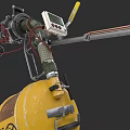 Yellow Weapon With Mechanical Components Control Panel Metal Frame And Cables 3d model