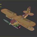 Vintage Yellow And Red Biplane Model With Detailed Propeller And Wings