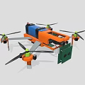 Multirotor Drone with Orange Blue Body Green Propellers and Motors