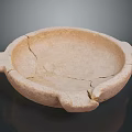 Ancient Artisan Carved Ceramic Vessel Sculpture With Handles And Cracked Texture