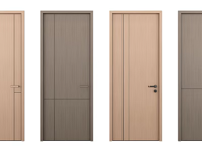 Modern Interior Hinged Doors With Various Wood Tones And Simple Design 3d model