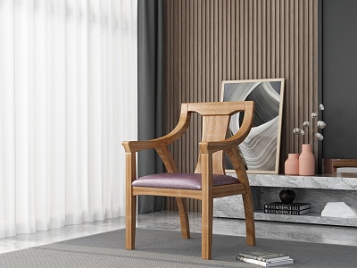 New Chinese Style Armchair Seat Solid Wood Frame model