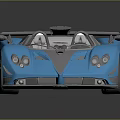 Blue Supercar With Open Top Transparent Cockpit Rear Wing And Blue Wheels