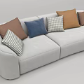 Light Gray Curved Sectional Sofa With Various Colored And Patterned Cushions 3d model