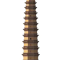 Brown Yellow Traditional Multi tiered Pagoda With Layered Floors And Windows