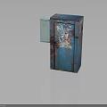 Rusty Blue Metal Equipment Cabinet With Open Door And Internal Components 3d model
