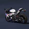 Sporty White Blue Red Motorcycle With Aerodynamic Design Sleek Body Alloy Wheels