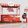 Joy Day Interactive Booth Red White Striped Awning Crispy Chocolate Stick Strawberry Flavor Cartoon Character
