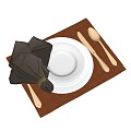 Modern cutlery plate plate plate napkin napkin placemat 3d model