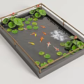 Decorative Water Fountain Pond With Lotus Leaves Koi Fish And Metal Frame