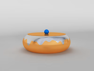 Modern Orange Kitchen Storage Container With Blue Ball And Silver Trim Design 3d model