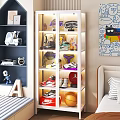 Kids Room With Display Shelf For Sneakers Basketball Toys And Cartoon Art
