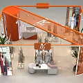 Stylish Clothing Store Interior With Mannequins Display Racks Brand Logo And Plants