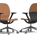 Modern Office Chairs Brown And Black With Armrests And Wheeled Base