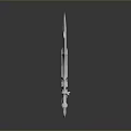 White 3D Model Weapon With Sharp Blade And Intricate Hilt Design