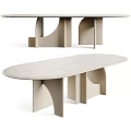 Modern Minimalist Dining Table With Geometric Legs And Light Oval Wood Tabletop Design