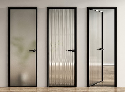 Modern swing door glass door glass single door 3d model