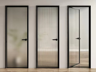 Modern swing door glass door glass single door 3d model