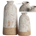 Two Textured Ceramic Vessels in White and Brown with Artisanal Finish