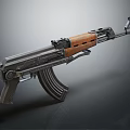 Classic Military Assault Rifle With Wooden Stock Metal Body And Magazine
