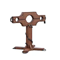 Historical Wooden Pillory With Circular Holes And Metal Chain Base Support
