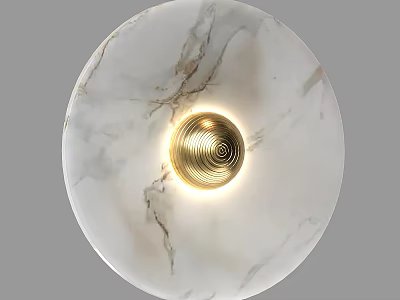 Modern Round Wall Lamp With Marble Texture And Gold Spiral Illuminated Design 3d model