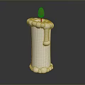 White Candle With Melted Wax And Burnt Wick On Dark Background